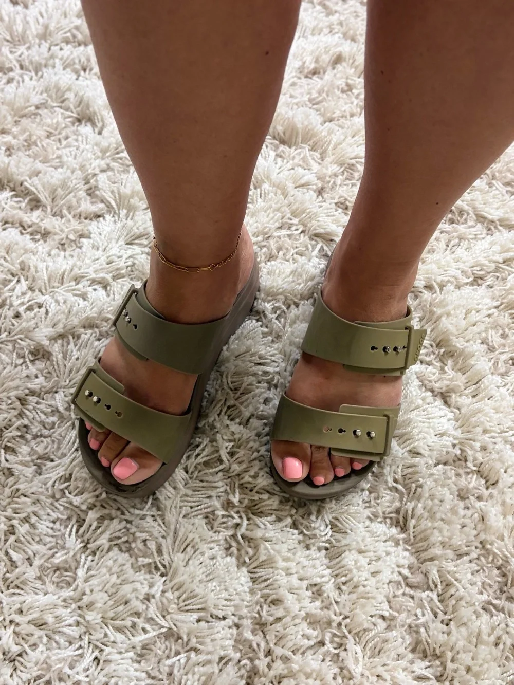 Crocs Women's Brooklyn Buckle Low Wedges - Khaki - Picture 3 of 6